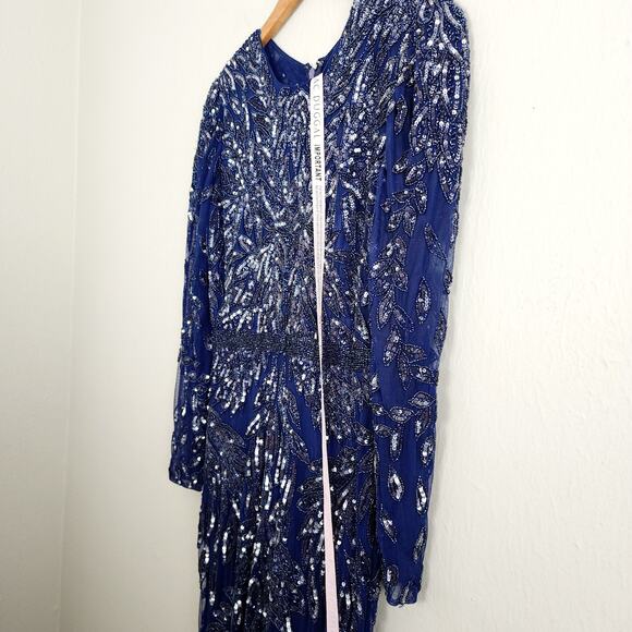 Mac Duggal Illusion Long Sleeve Beaded Embellished Gown NWT 8 Style 6023 Gown - Picture 9 of 16